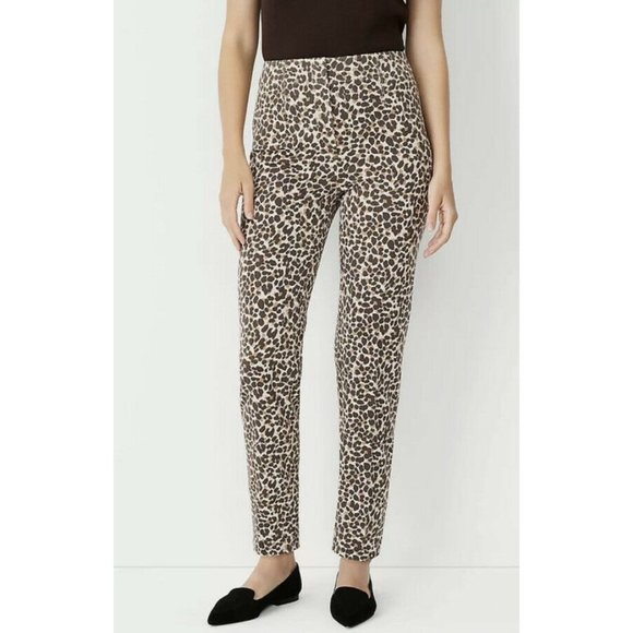 ANN TAYLOR The Petite Animal Print Slim Pant - Rich Camel - Picture 2 of 7